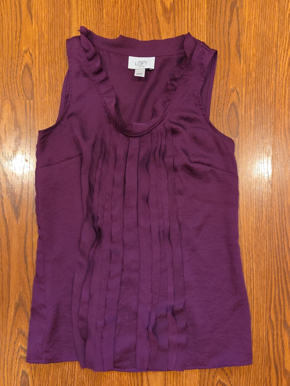 LOFT Plum Pleated Sleeveless Camisole